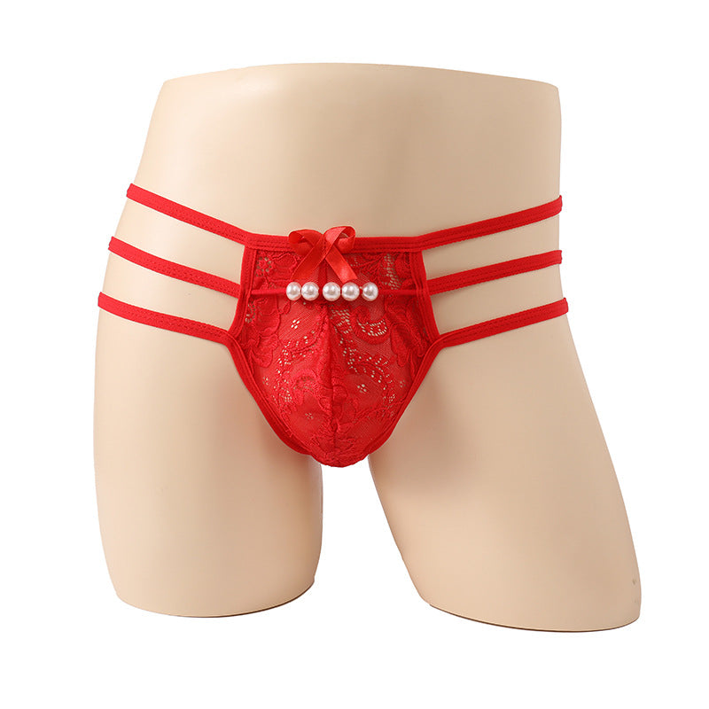 Pearl Accent Quadrangle Hollow Underwear