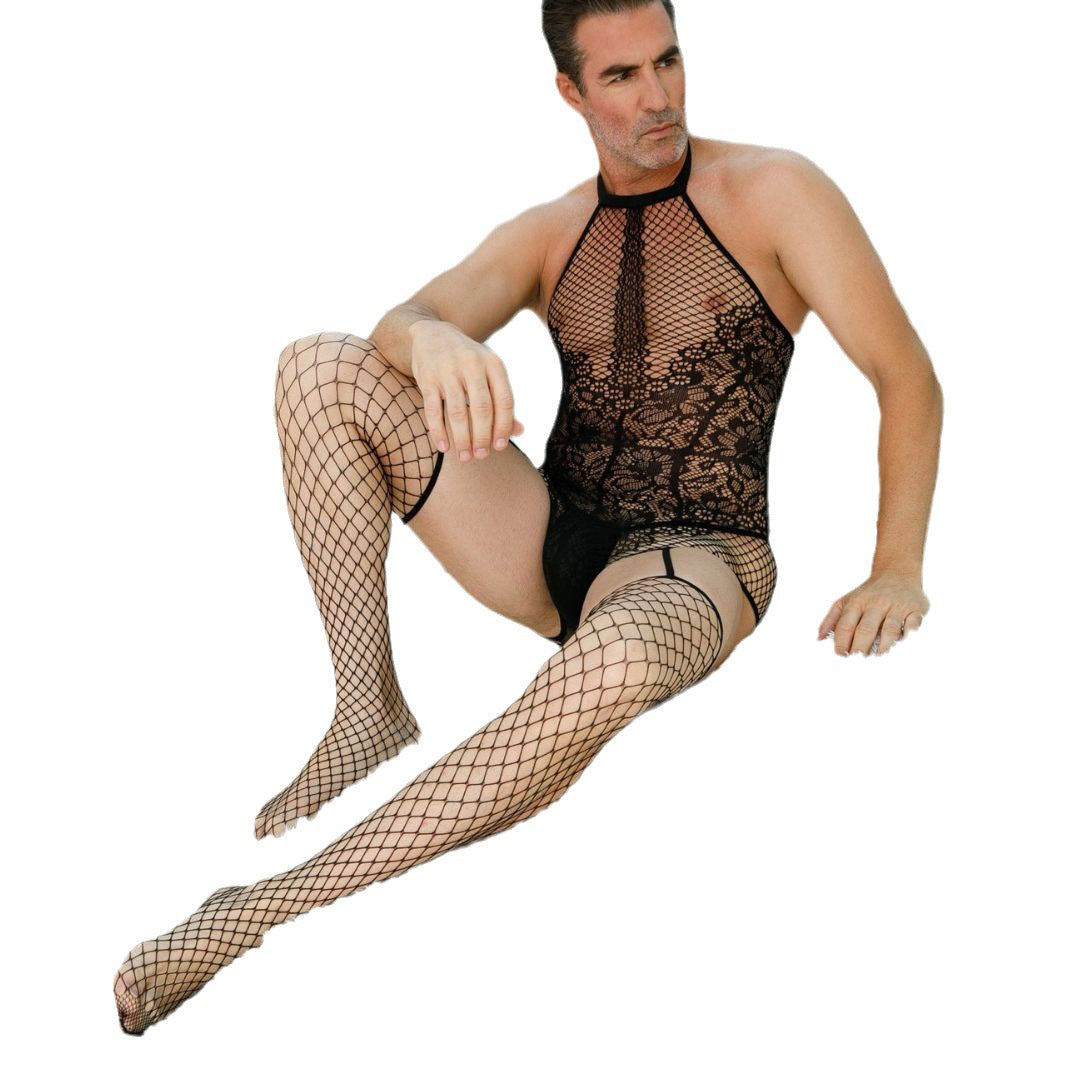 One-Piece Mesh with Lace and Fishnet