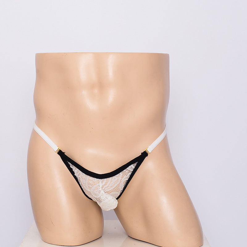 Red Low Rise Suspender Pocket Lace Thong