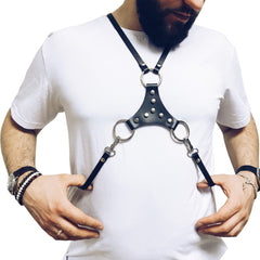 Black Leather Shoulder Strap Chain
