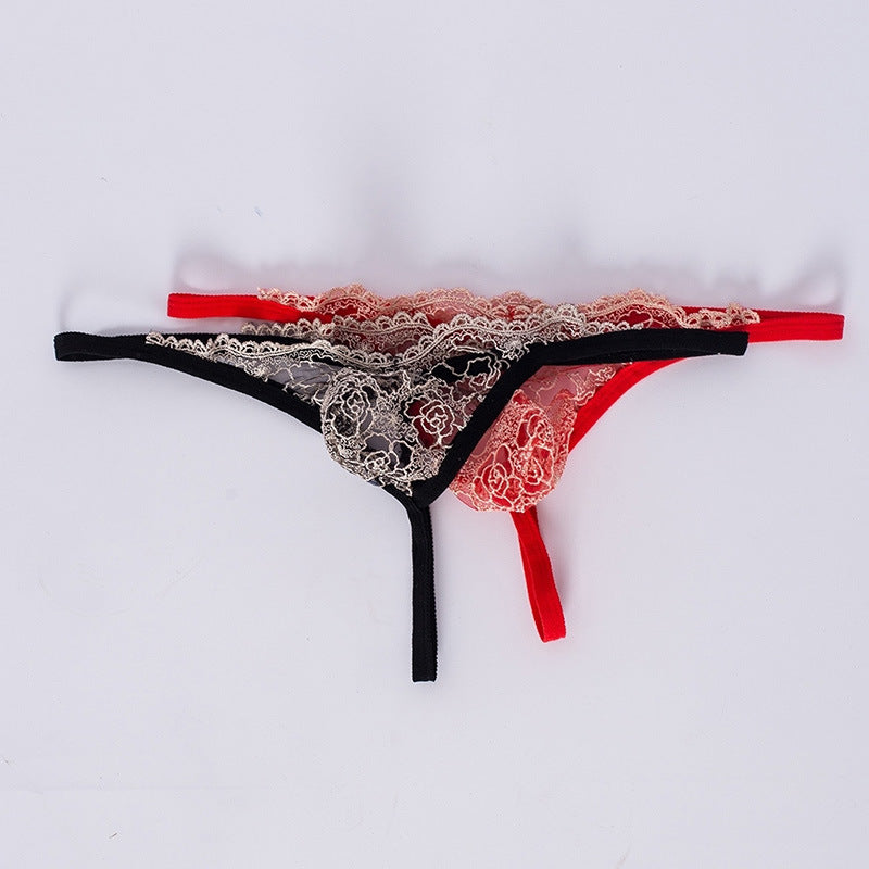 Lace Perspective Mesh U-Bag Thong
