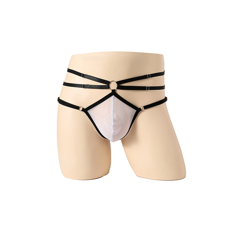 Black Yarn Perspective Elastic Thong