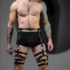 Punk Style Belt-Integrated Leather Pants