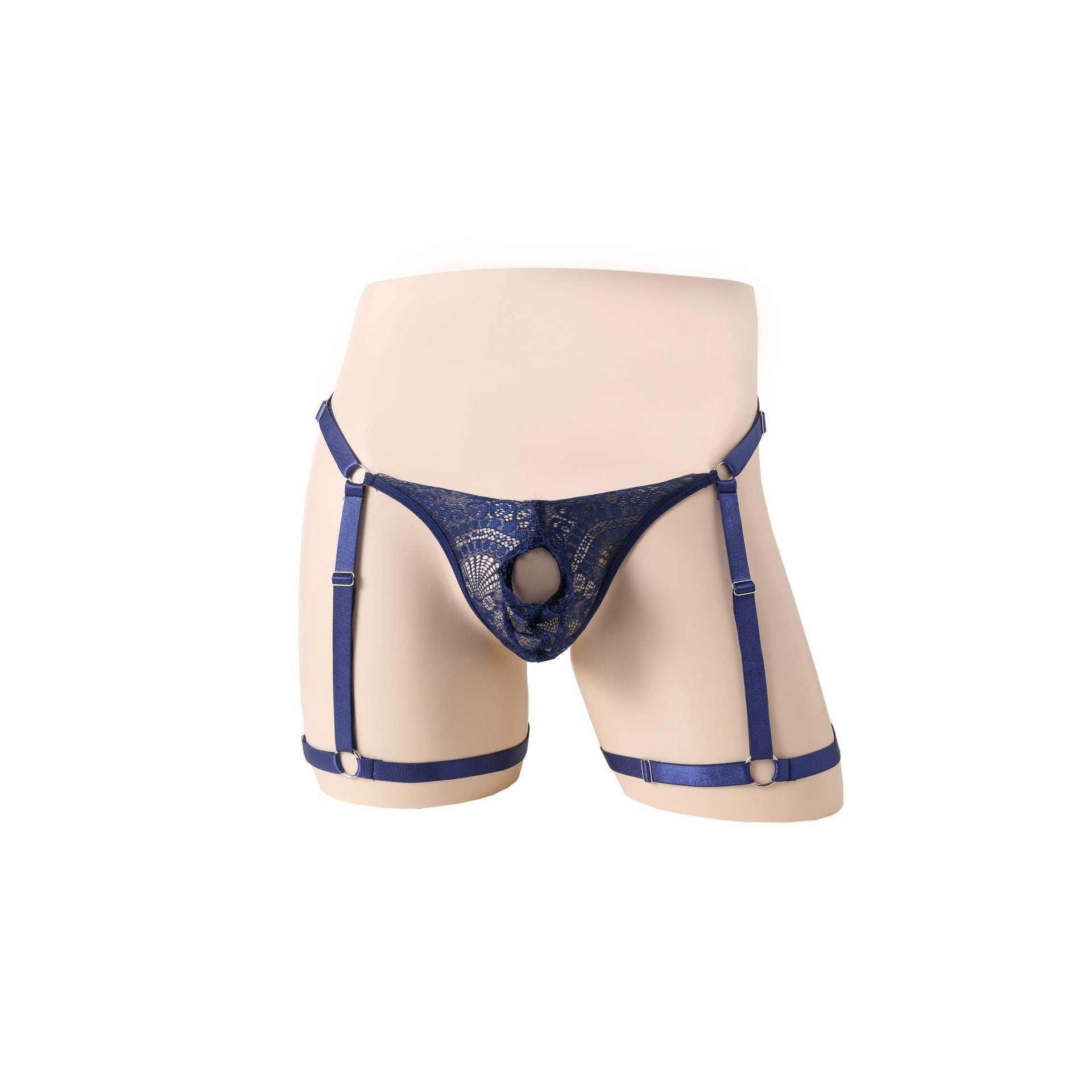 Adjustable Hole Lace Perspective Thong