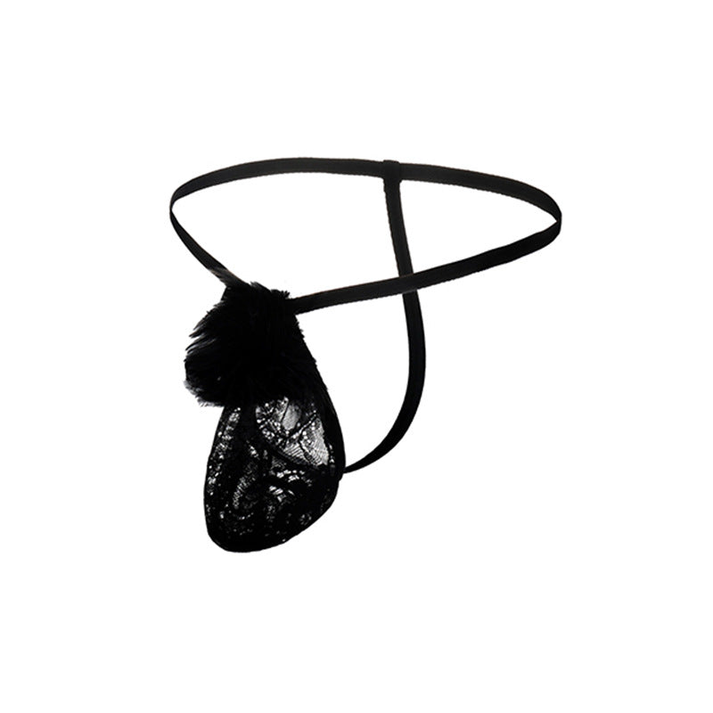 Thong plush temptation feather black