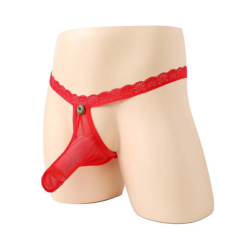Lace Safety Button Thong Underwear