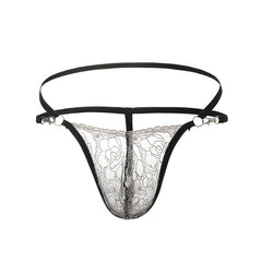 White lace passion sexy thong black ring