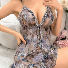 Blooming Romance Floral Cami and Ruffle Shorts Set