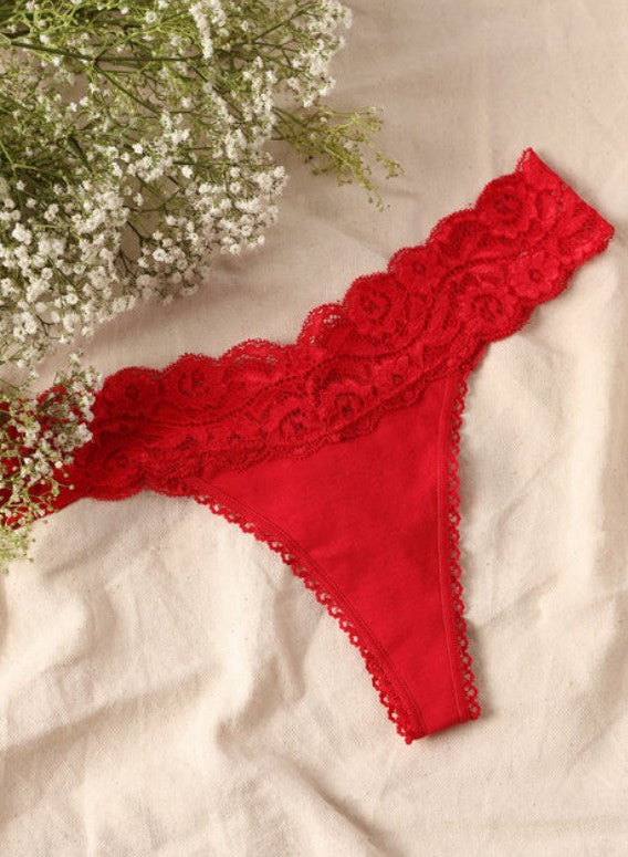 Comfortable Lace Trim Thong Panty for Everyday Wear