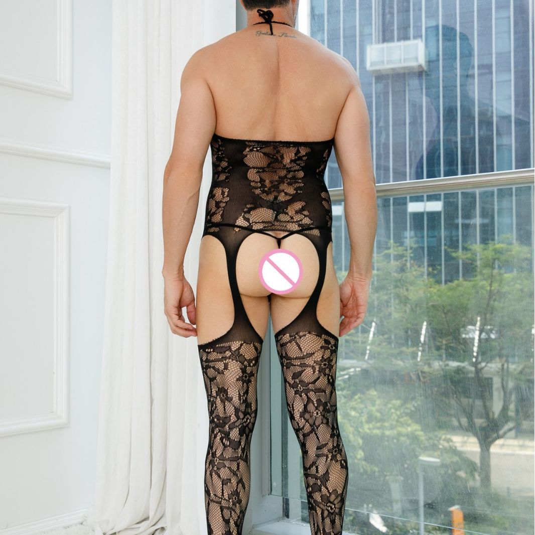 One-Piece Lace Sheer Mesh Bodysuit