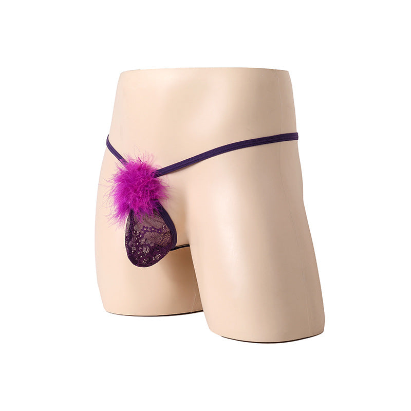 Thong plush temptation feather black