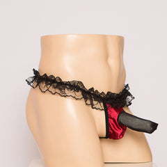 Lace Soft Texture Perspective Jock Strap Thong