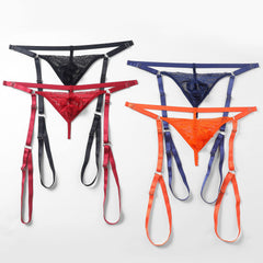 Adjustable Hole Lace Perspective Thong