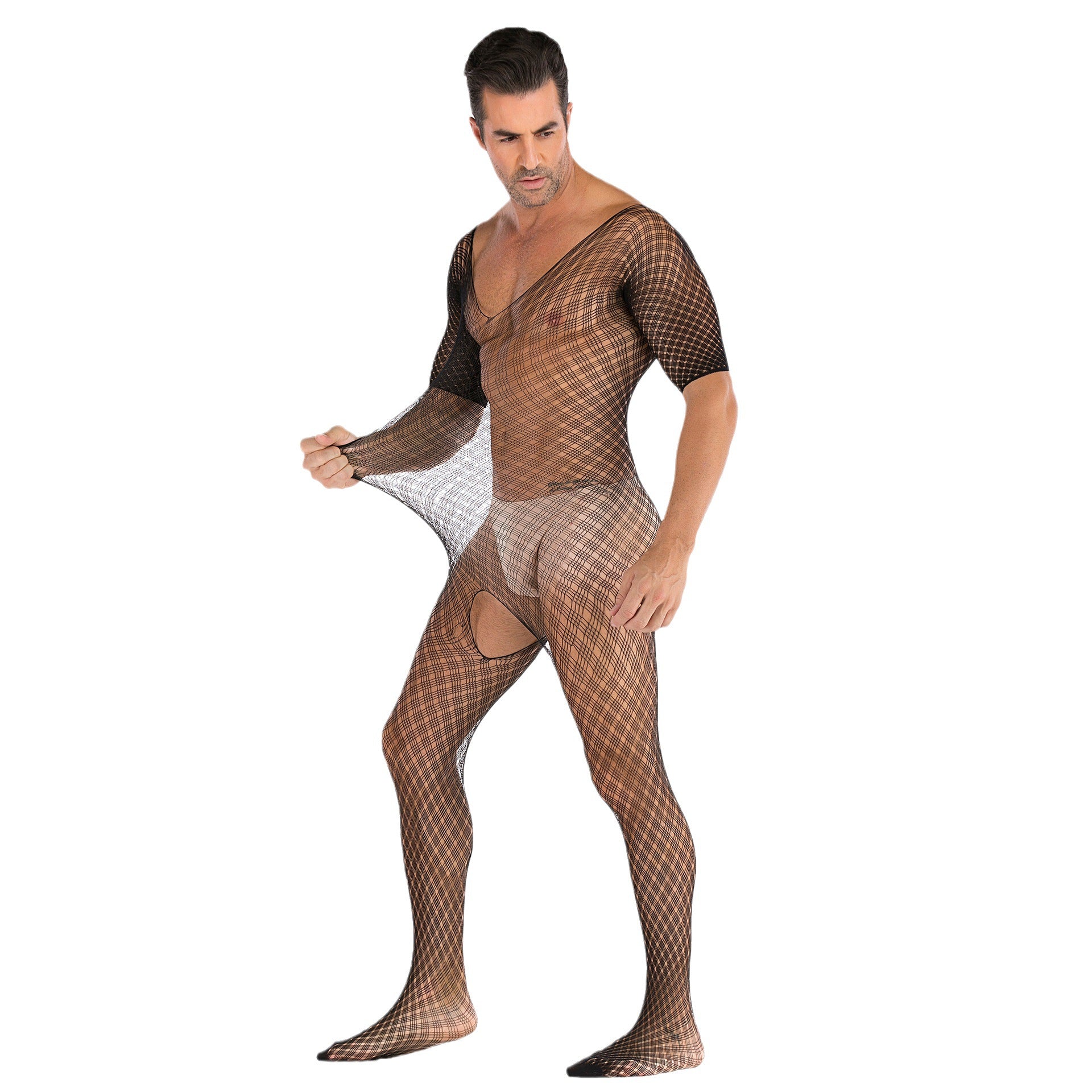 Half-Sleeve Keyhole Sheer Pajama Set