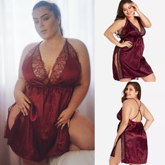 Silky Satin and Lace Trim Chemise Nightdress
