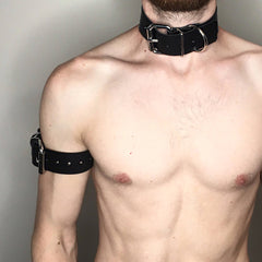 Faux Leather Collar Arm Ring Set