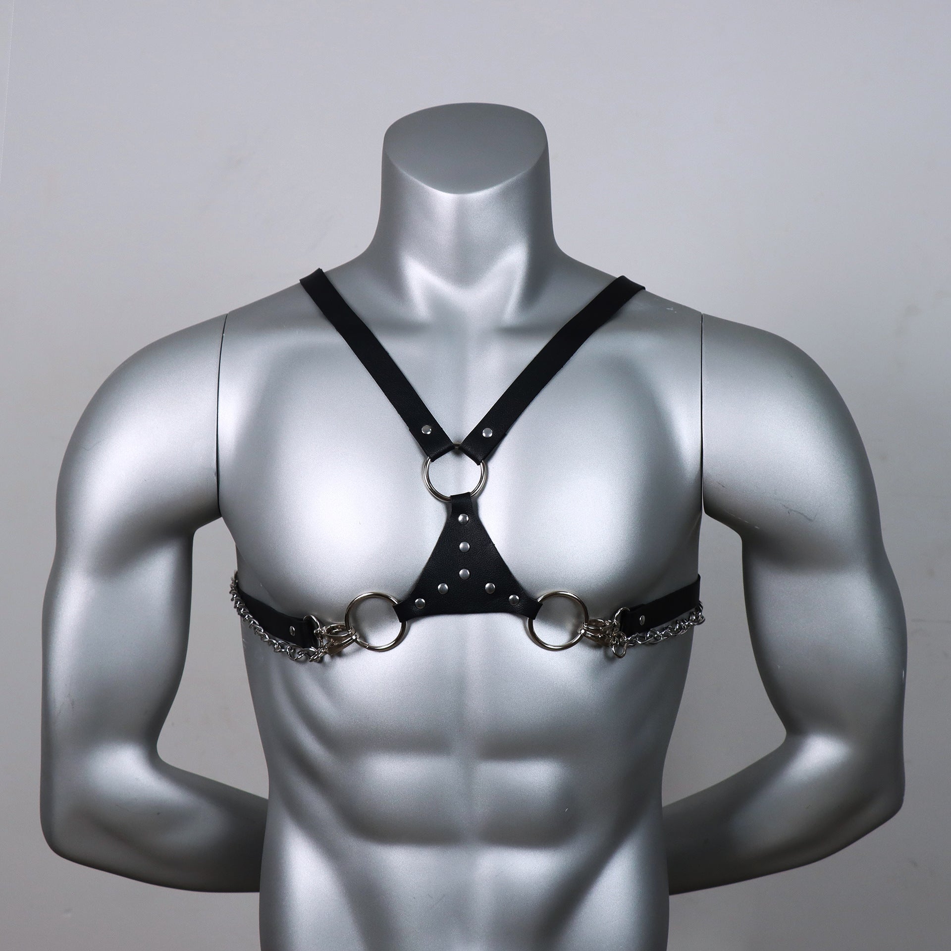Black Leather Shoulder Strap Chain