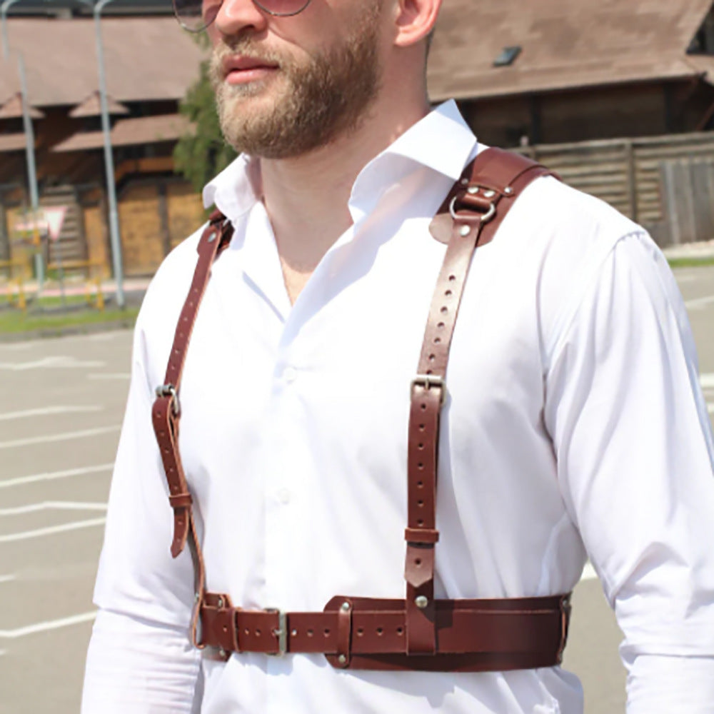 Hip Hop Punk Leather Bondage Vest