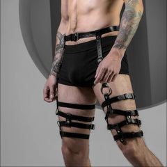 Punk Style Belt-Integrated Leather Pants