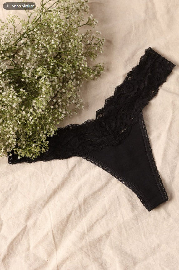 Comfortable Lace Trim Thong Panty for Everyday Wear