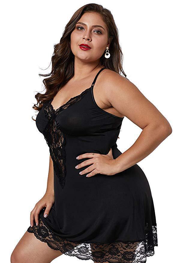 Luxurious Satin Chemise Nightie with Delicate Lace Trim Details