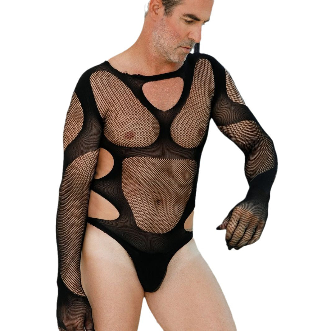 Mesh Jumpsuit with Chest Cutouts