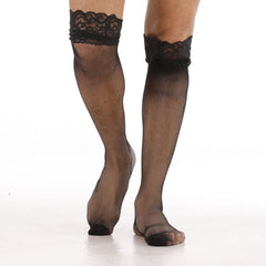 Lace-Inset Tube Fishnet Stocking