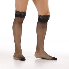 Lace-Inset Tube Fishnet Stocking
