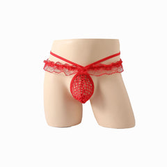 Mesh Lace Splicing Low Waist Strap Briefs