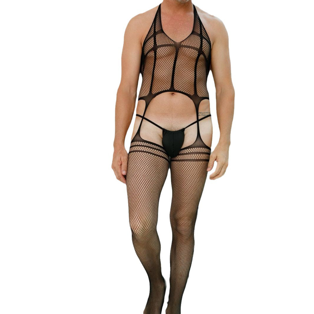 Mesh Bodystocking with Waist Cutout