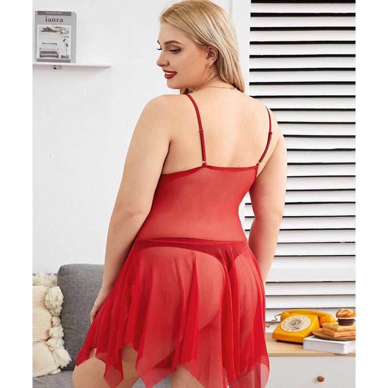 Festive Plus Size Christmas Babydoll Lingerie with Faux Fur Trim