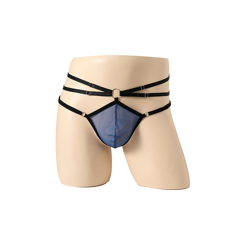 Black Yarn Perspective Elastic Thong