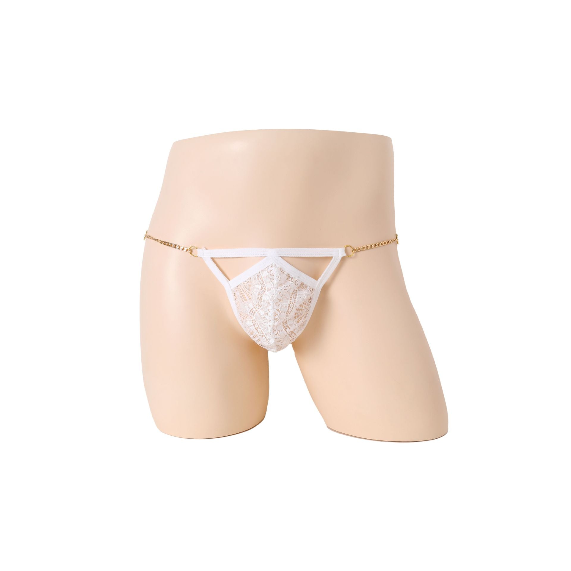 Lace See-Through Golden Ring Hollow T-Pants
