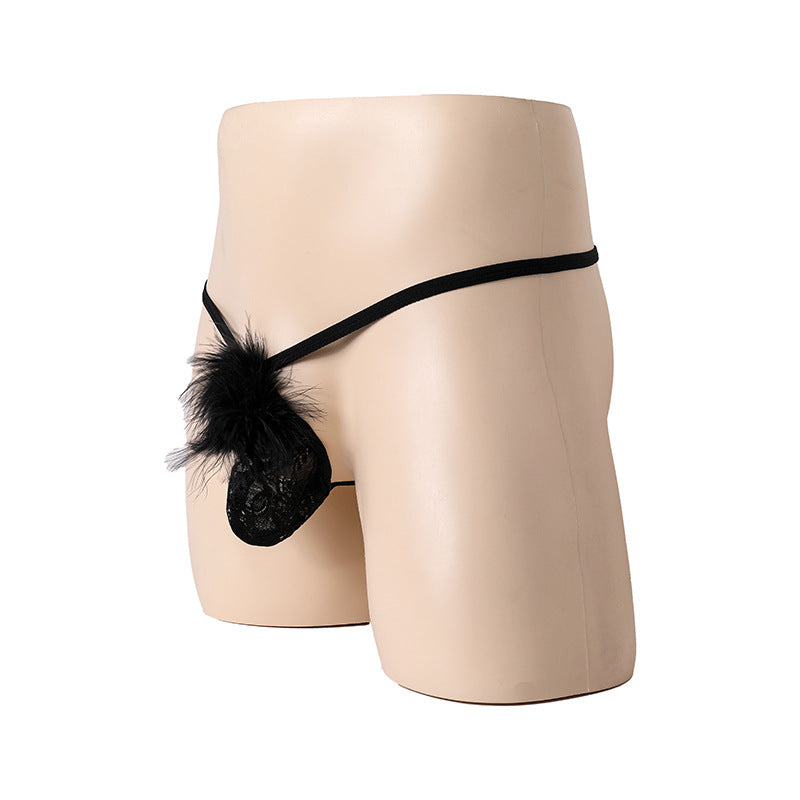 Thong plush temptation feather black