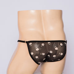 Lace Mesh See-Through Small Flowers Jock Strap Thong