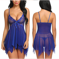 Romantic Sheer Lace Cup Babydoll Lingerie and Thong