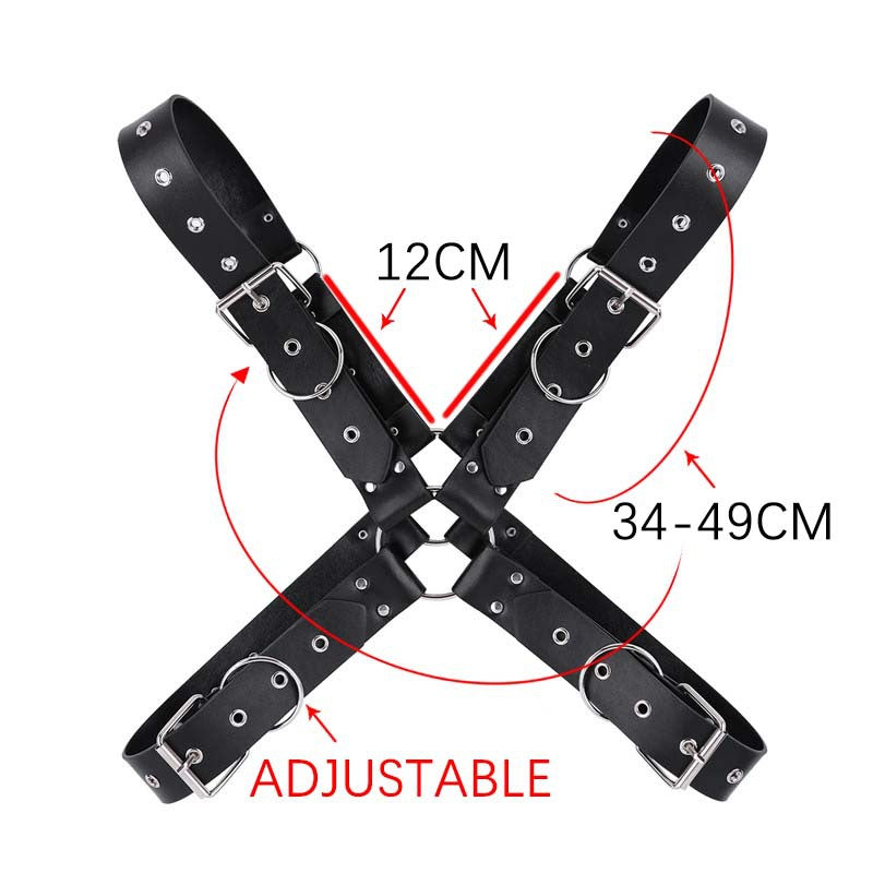Leather suspender decorative bound shoulder straps