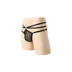 Black Yarn Perspective Elastic Thong