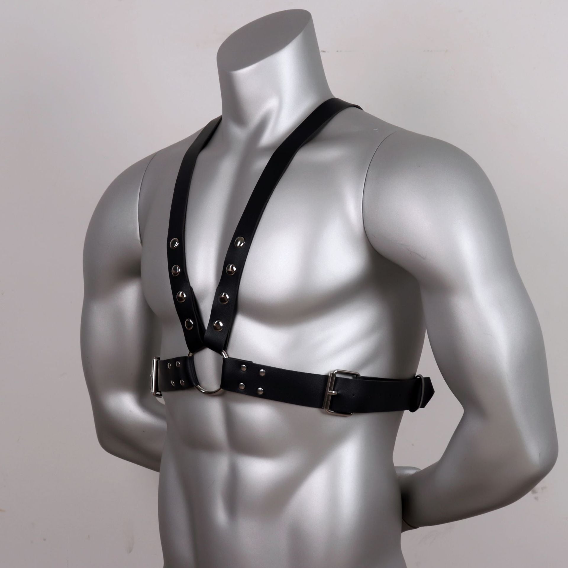 Double-Row Nail Leather Bondage Clothing