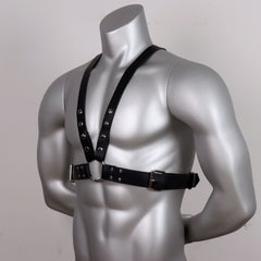 Double-Row Nail Leather Bondage Clothing