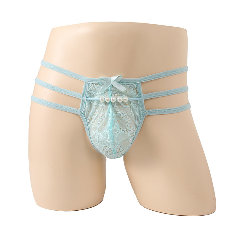 Pearl Accent Quadrangle Hollow Underwear