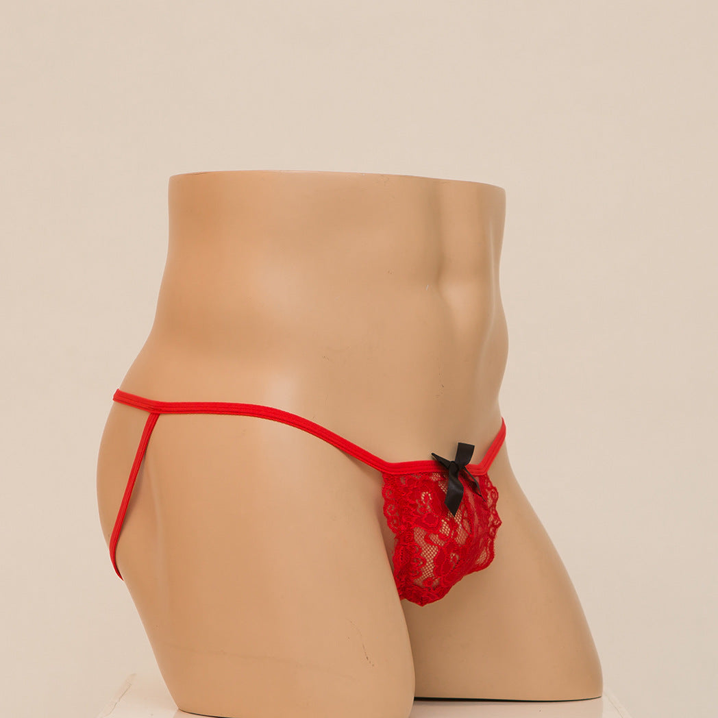 Bow Lace Mesh Chain Transparent Underwear