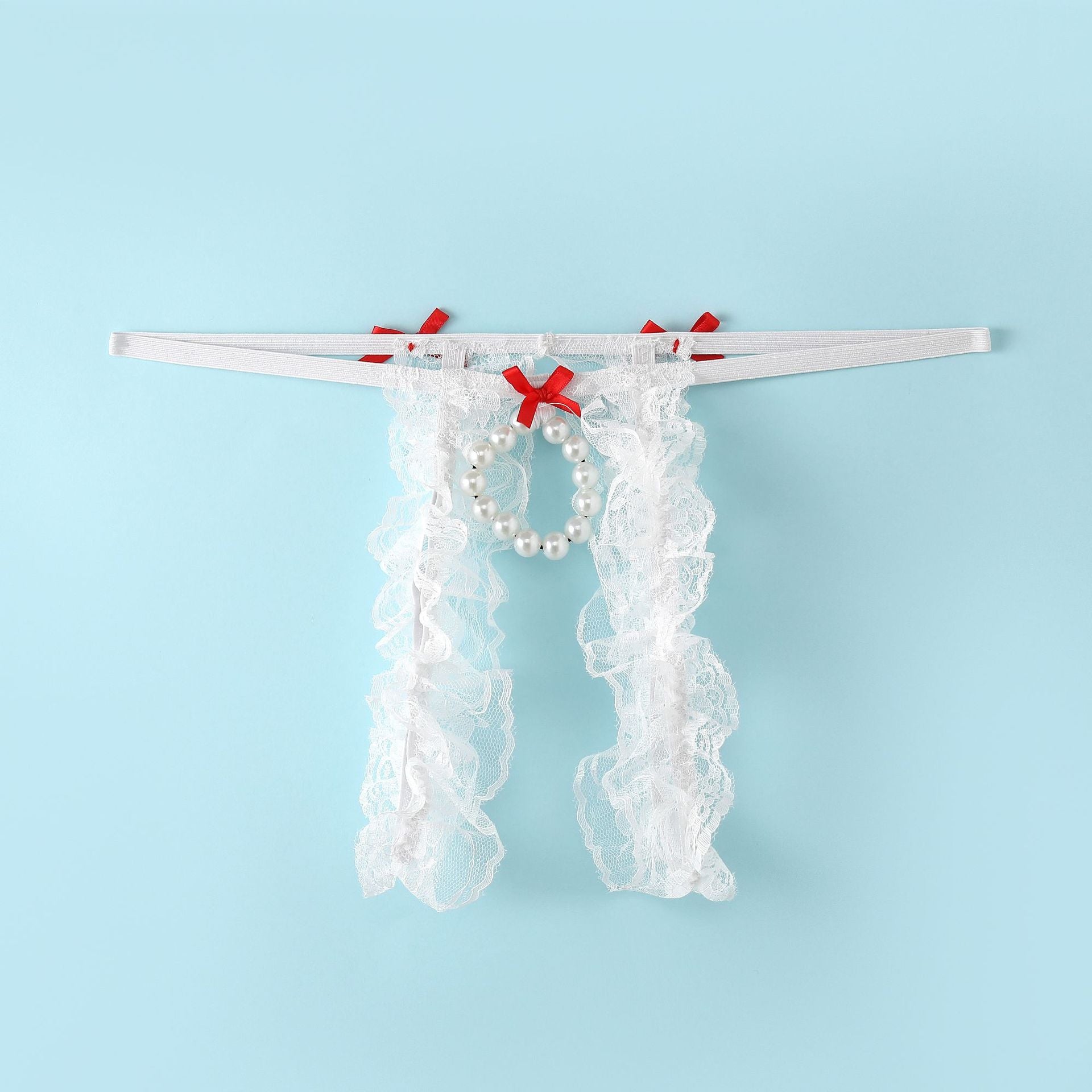 Bow Lace Hollow Crotch Strap Thong