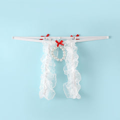 Bow Lace Hollow Crotch Strap Thong