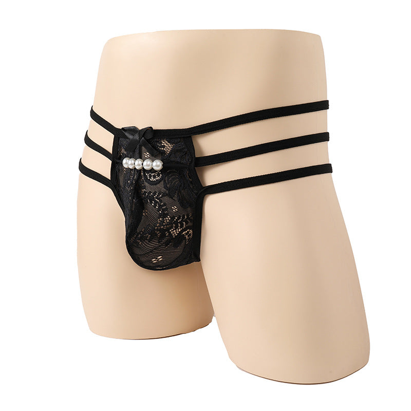 Pearl Accent Quadrangle Hollow Underwear