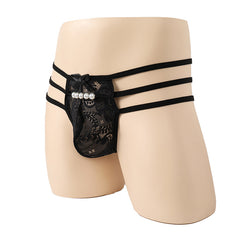 Pearl Accent Quadrangle Hollow Underwear