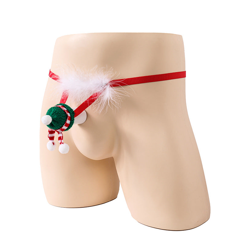 Christmas Feather Thong Underwear