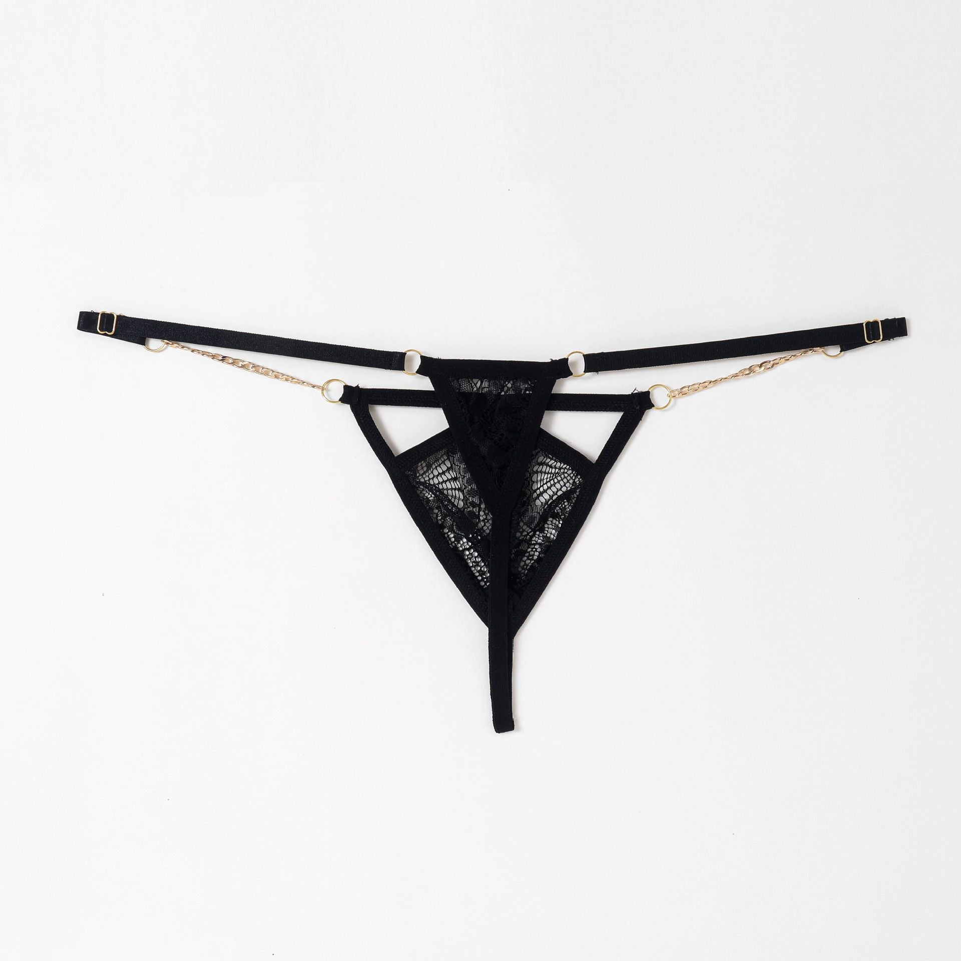 Lace See-Through Golden Ring Hollow T-Pants