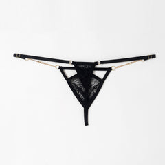 Lace See-Through Golden Ring Hollow T-Pants