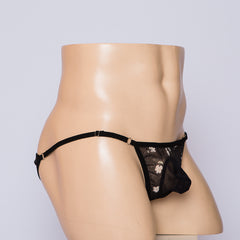 Lace Mesh See-Through Small Flowers Jock Strap Thong